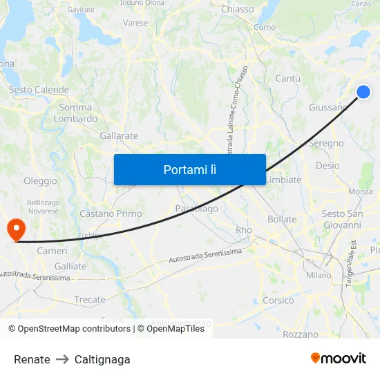 Renate to Caltignaga map