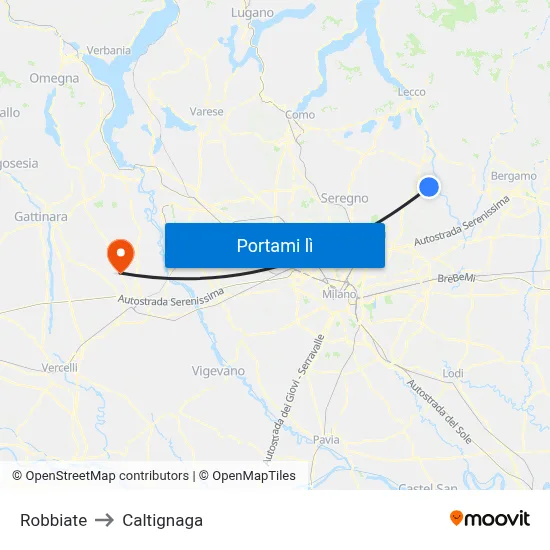 Robbiate to Caltignaga map