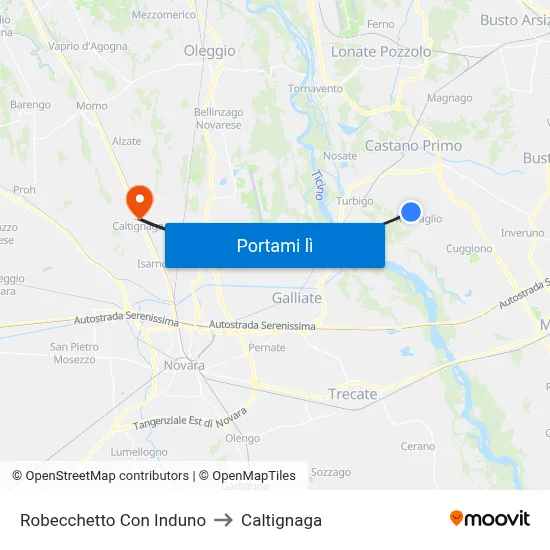Robecchetto Con Induno to Caltignaga map
