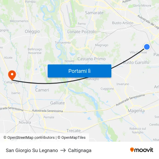 San Giorgio Su Legnano to Caltignaga map