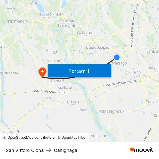 San Vittore Olona to Caltignaga map