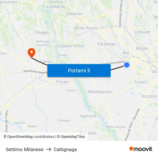 Settimo Milanese to Caltignaga map