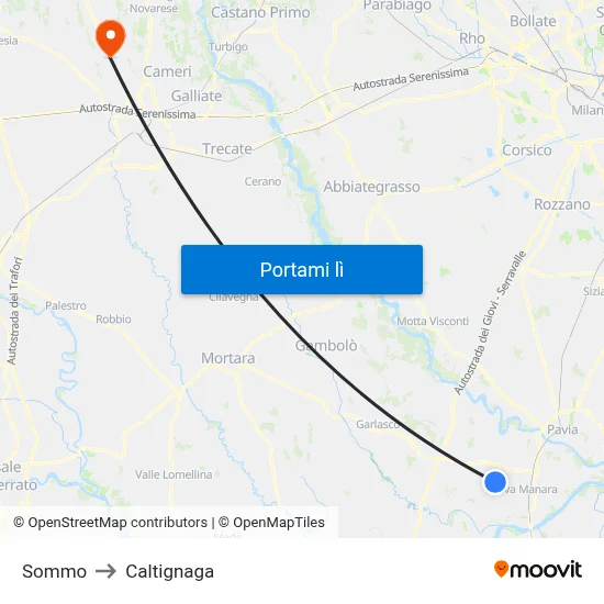 Sommo to Caltignaga map