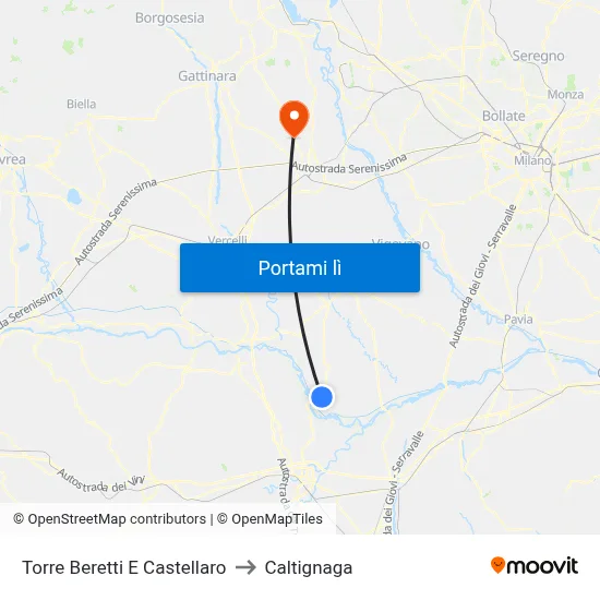 Torre Beretti E Castellaro to Caltignaga map
