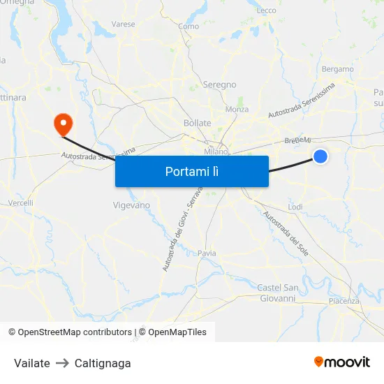 Vailate to Caltignaga map