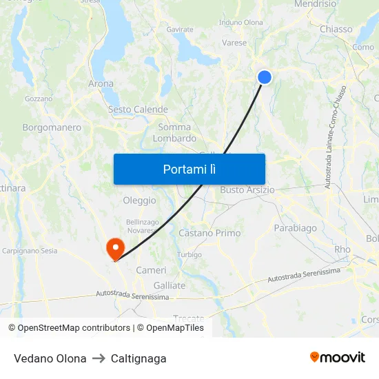 Vedano Olona to Caltignaga map