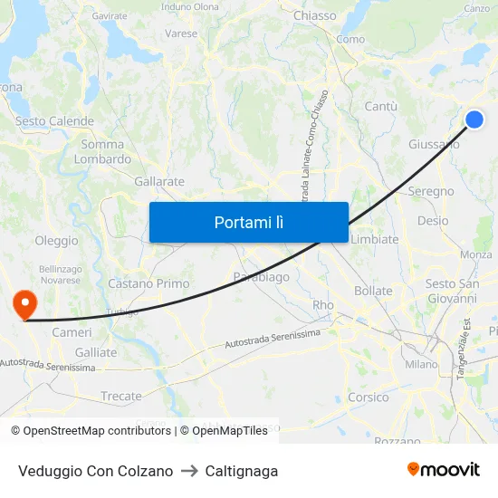 Veduggio Con Colzano to Caltignaga map