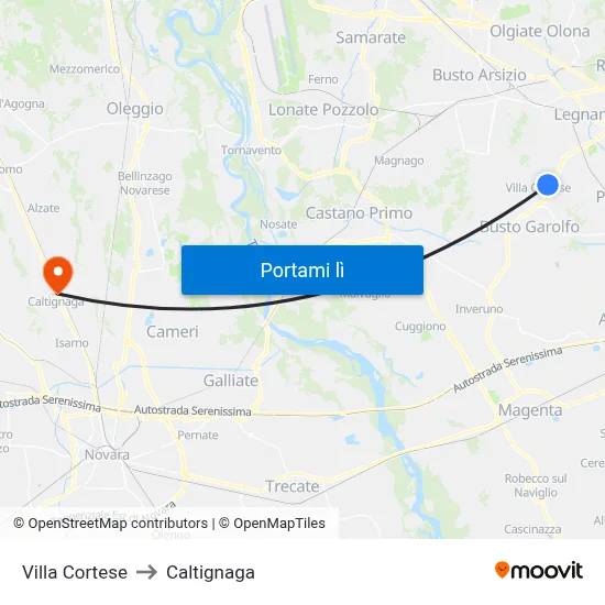 Villa Cortese to Caltignaga map