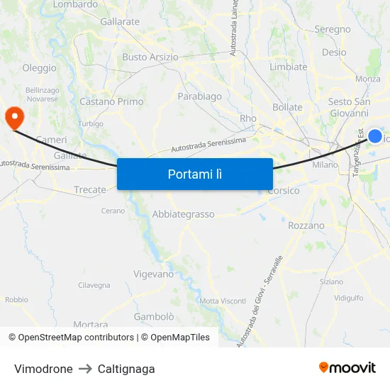 Vimodrone to Caltignaga map