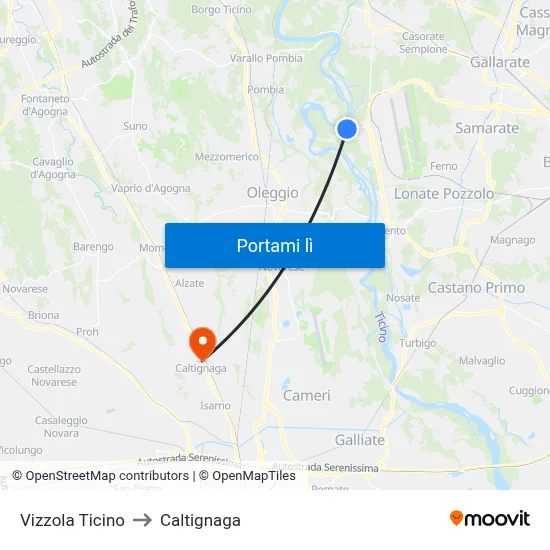 Vizzola Ticino to Caltignaga map