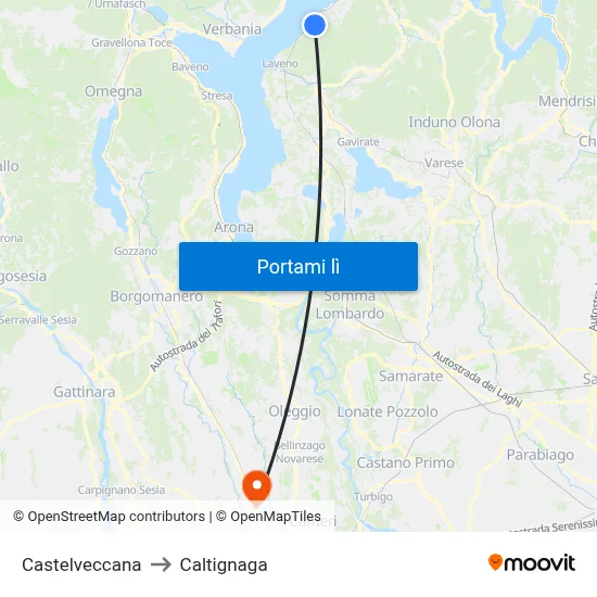 Castelveccana to Caltignaga map