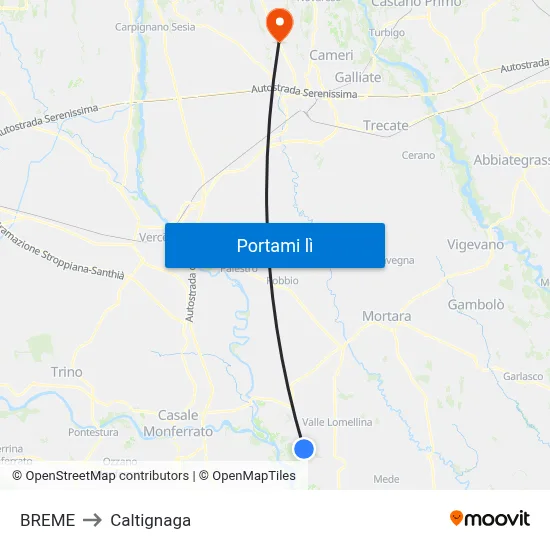 BREME to Caltignaga map