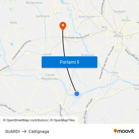 SUARDI to Caltignaga map