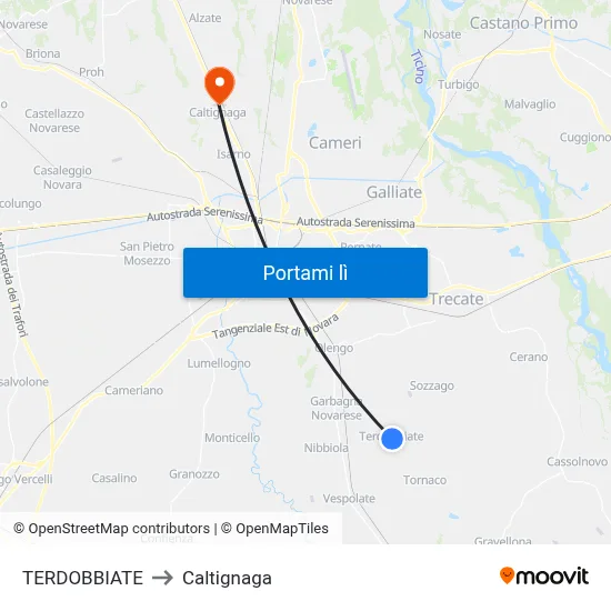 TERDOBBIATE to Caltignaga map