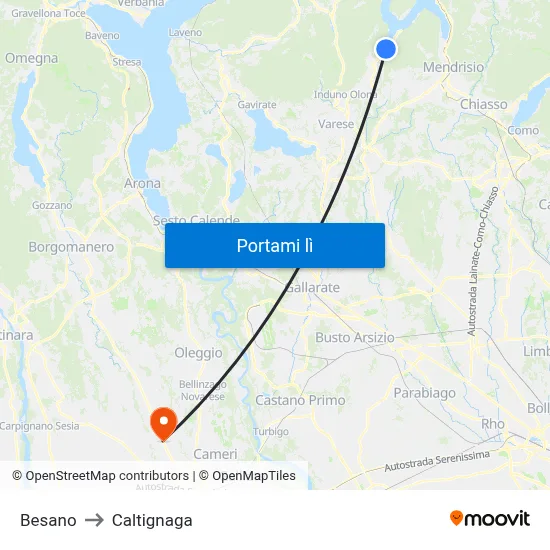 Besano to Caltignaga map