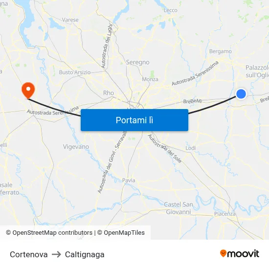 Cortenova to Caltignaga map