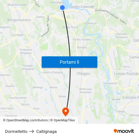 Dormelletto to Caltignaga map