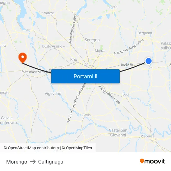 Morengo to Caltignaga map