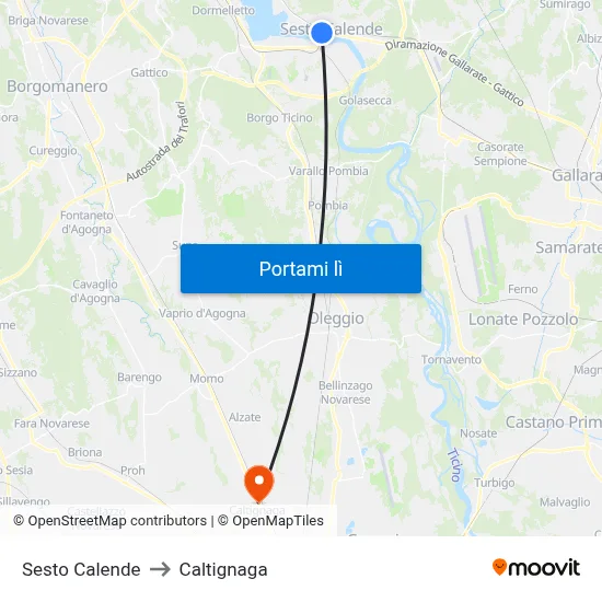 Sesto Calende to Caltignaga map