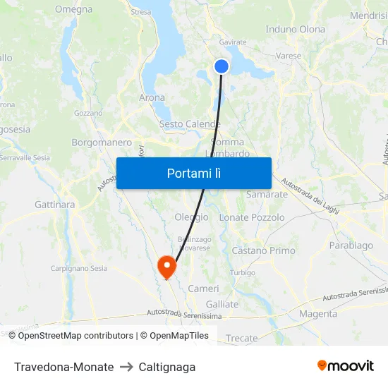 Travedona-Monate to Caltignaga map