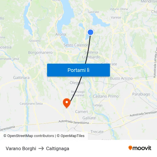 Varano Borghi to Caltignaga map