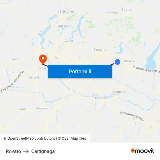 Rovato to Caltignaga map