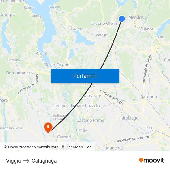 Viggiù to Caltignaga map