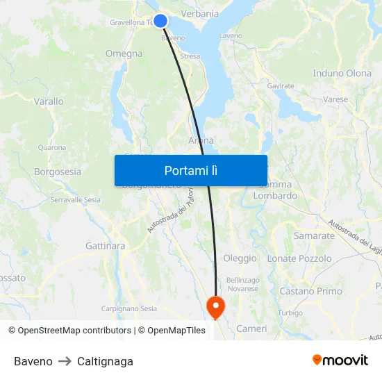 Baveno to Caltignaga map