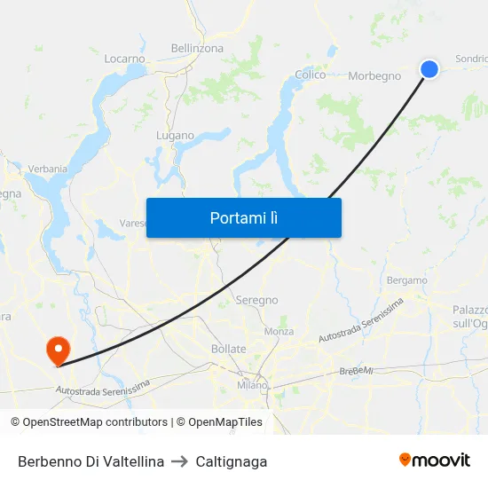 Berbenno Di Valtellina to Caltignaga map