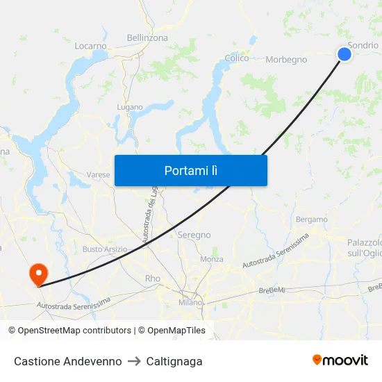 Castione Andevenno to Caltignaga map