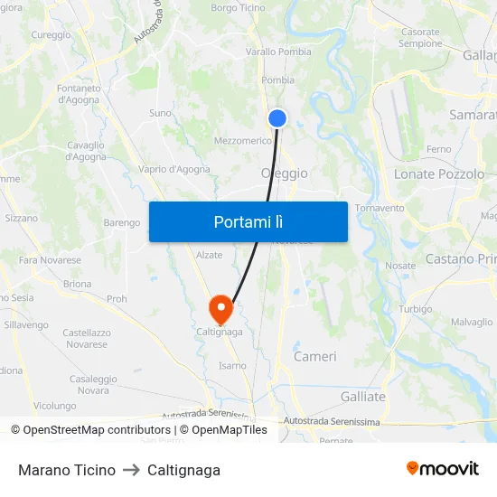 Marano Ticino to Caltignaga map