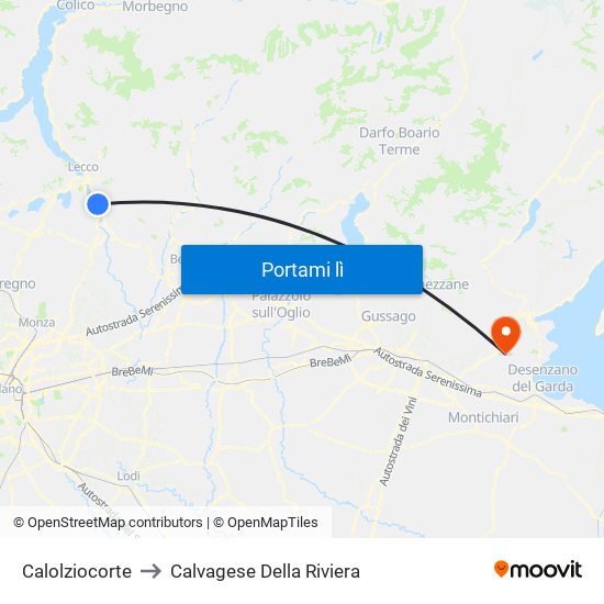 Calolziocorte to Calvagese Della Riviera map