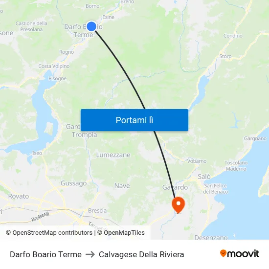 Darfo Boario Terme to Calvagese Della Riviera map