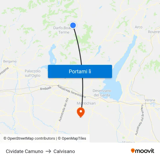 Cividate Camuno to Calvisano map