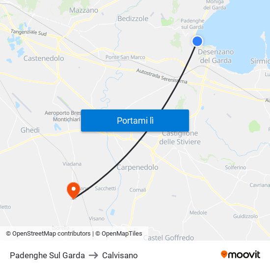Padenghe Sul Garda to Calvisano map