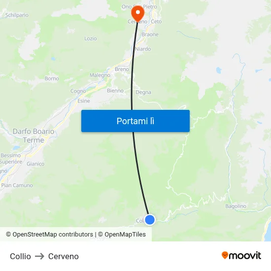 Collio to Cerveno map