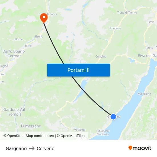 Gargnano to Cerveno map