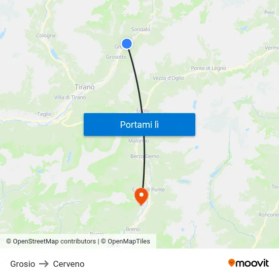 Grosio to Cerveno map