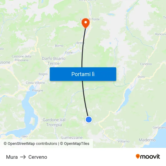 Mura to Cerveno map