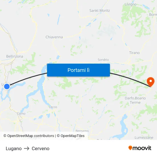 Lugano to Cerveno map