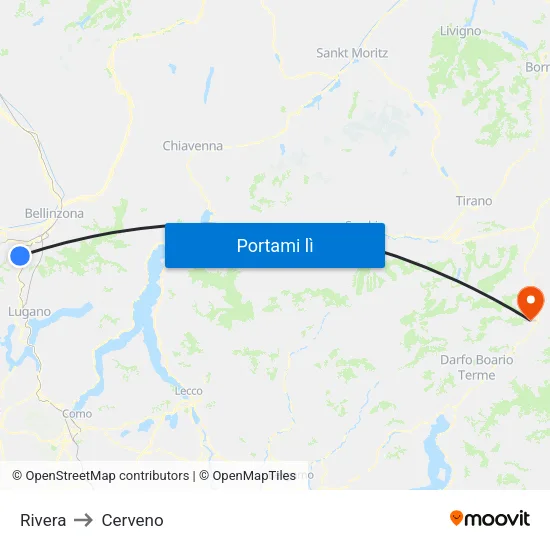 Rivera to Cerveno map