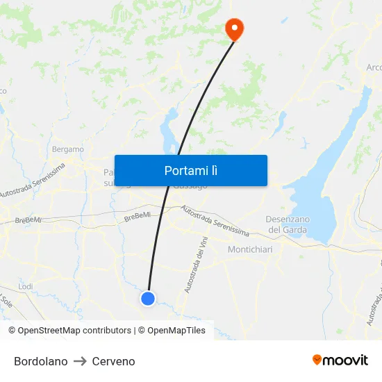 Bordolano to Cerveno map