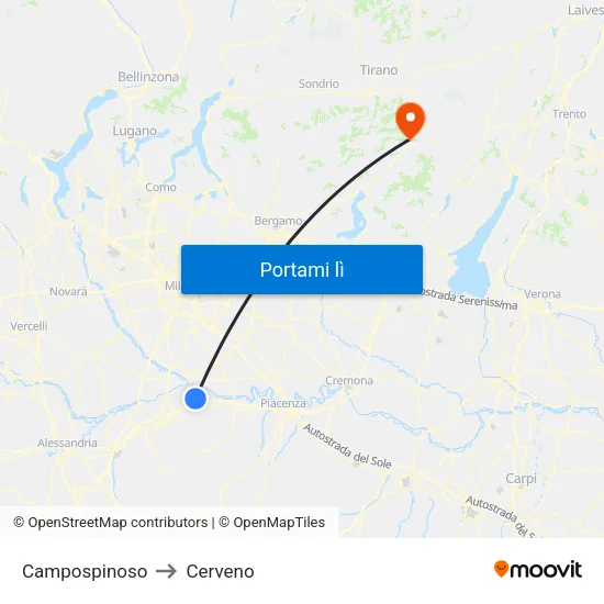 Campospinoso to Cerveno map