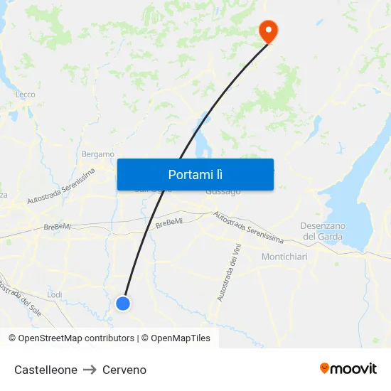Castelleone to Cerveno map