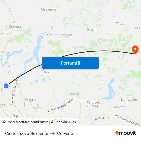 Castelnuovo Bozzente to Cerveno map