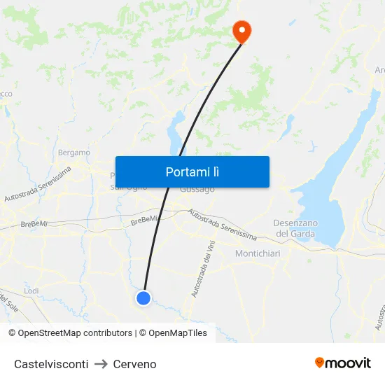 Castelvisconti to Cerveno map