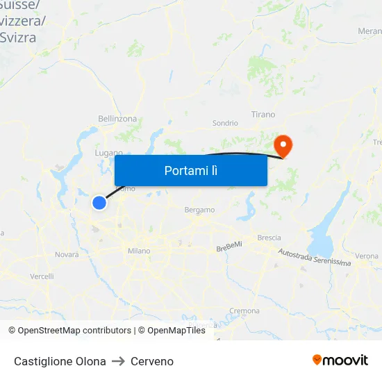 Castiglione Olona to Cerveno map