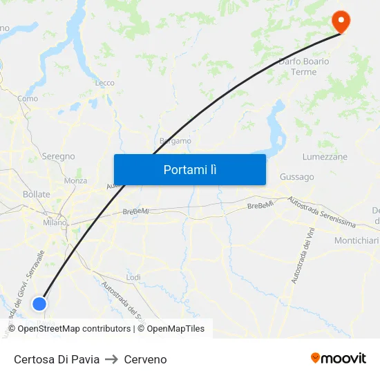 Certosa Di Pavia to Cerveno map