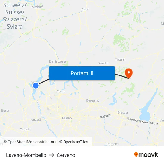 Laveno-Mombello to Cerveno map