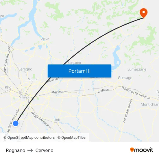 Rognano to Cerveno map